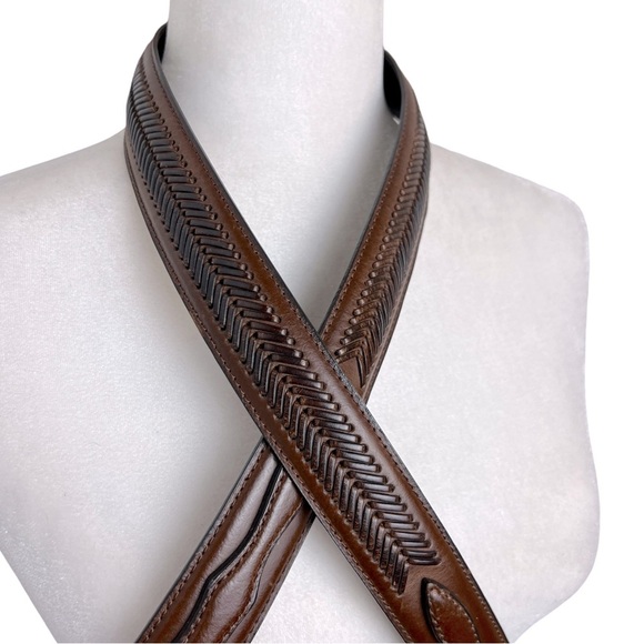 Nocona Western Cinch Strap Top Handle Ranger Woven Leather Belt Silver Buckle - Picture 13 of 16